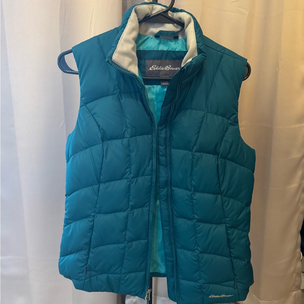 WORN ONCE Eddie Bauer Blue EB650 Quilted Down Puffer Vest Size‎ S #2015